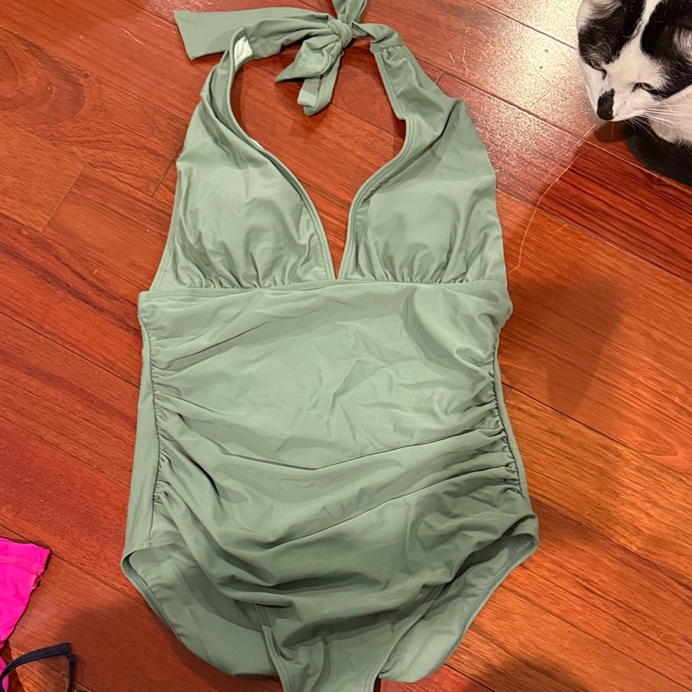 Green Halter One-Piece Swimsuit